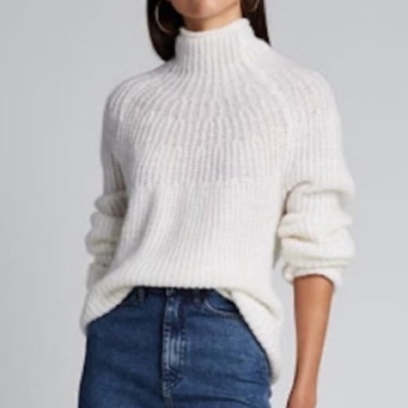 Rag & Bone Joseph Alpaca Turtleneck Oversized Sweater Ivory Cream White Size M - Picture 1 of 16